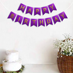 Girlanda Urodzinowa Happy Birtday Fioletowa Błyszcząca 