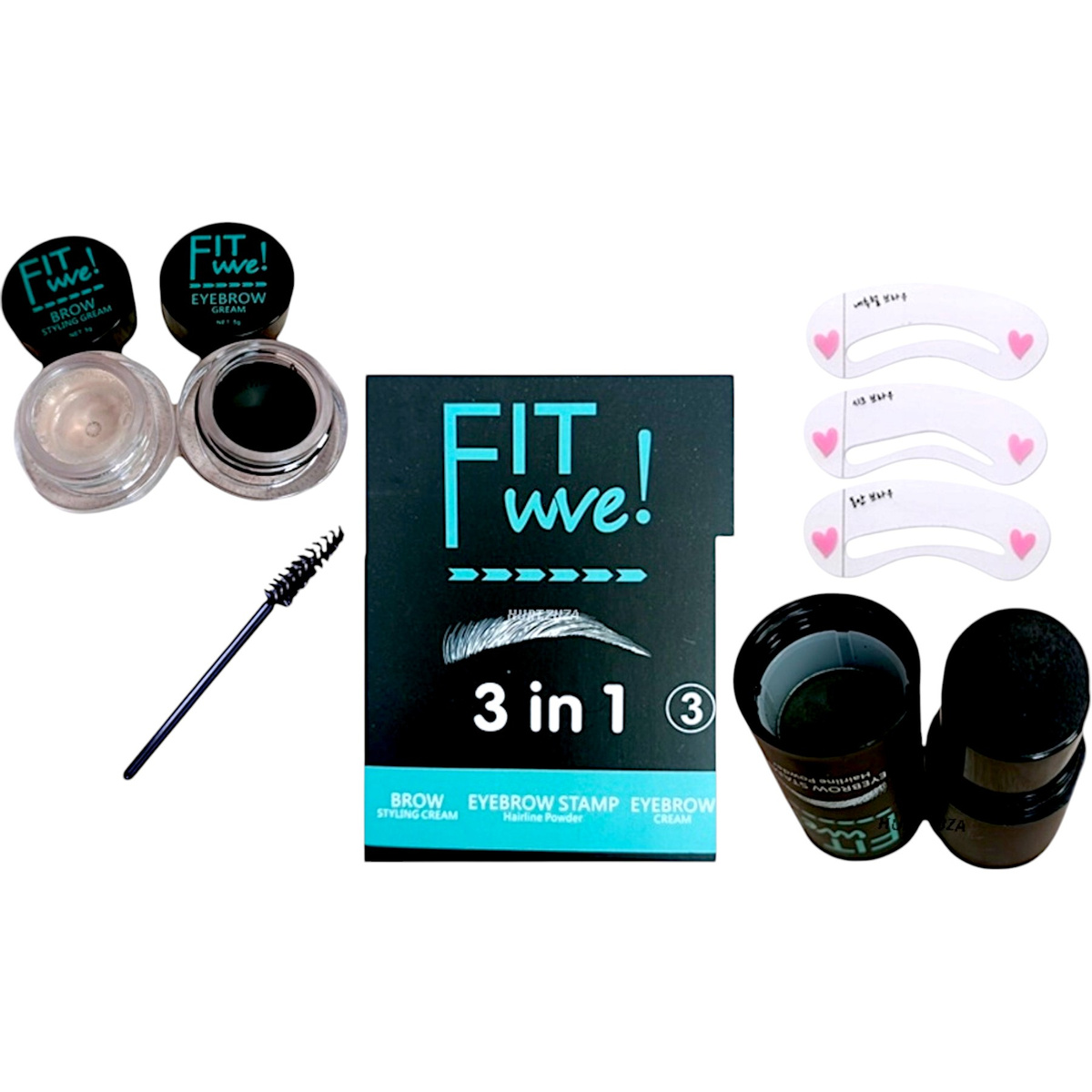 FIT WE STEMPEL+POMADA+MYDEŁKO Do Brwi 3W1 CZARNY