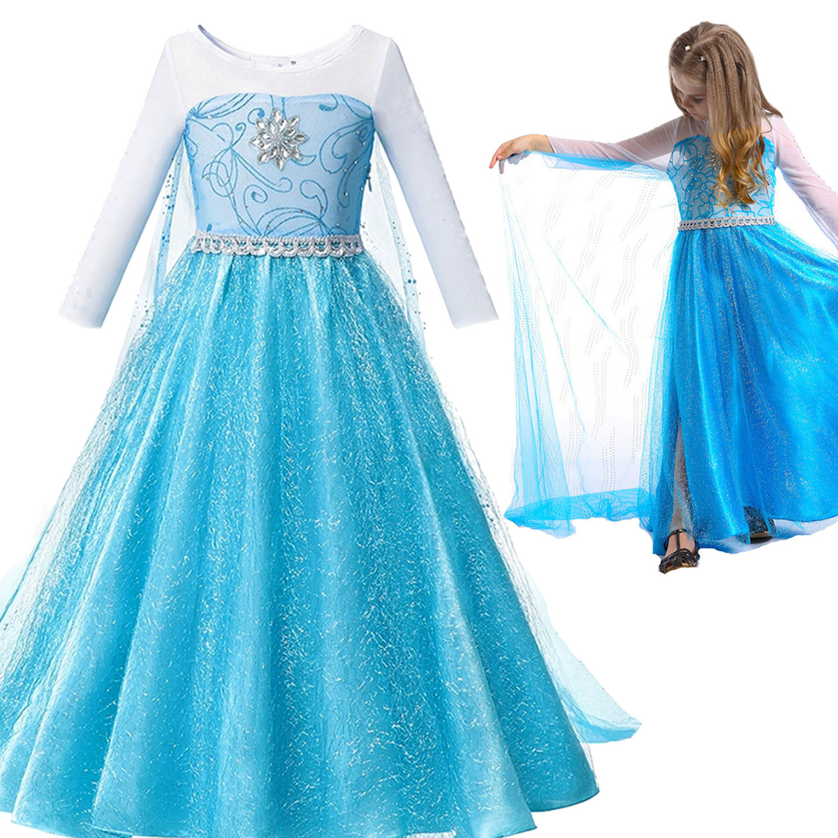  Zestaw 5w1 Strój Dla Dzieci Elsa + Akcesoria